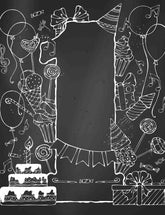 Painted Cakes Balloons And One On Chalkboard For Baby Birthday Photo Backdrop Shopbackdrop